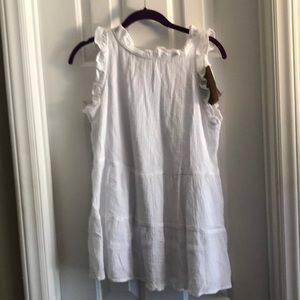 NWT White Ruffle Sleeve Tiered Blouse size 0X